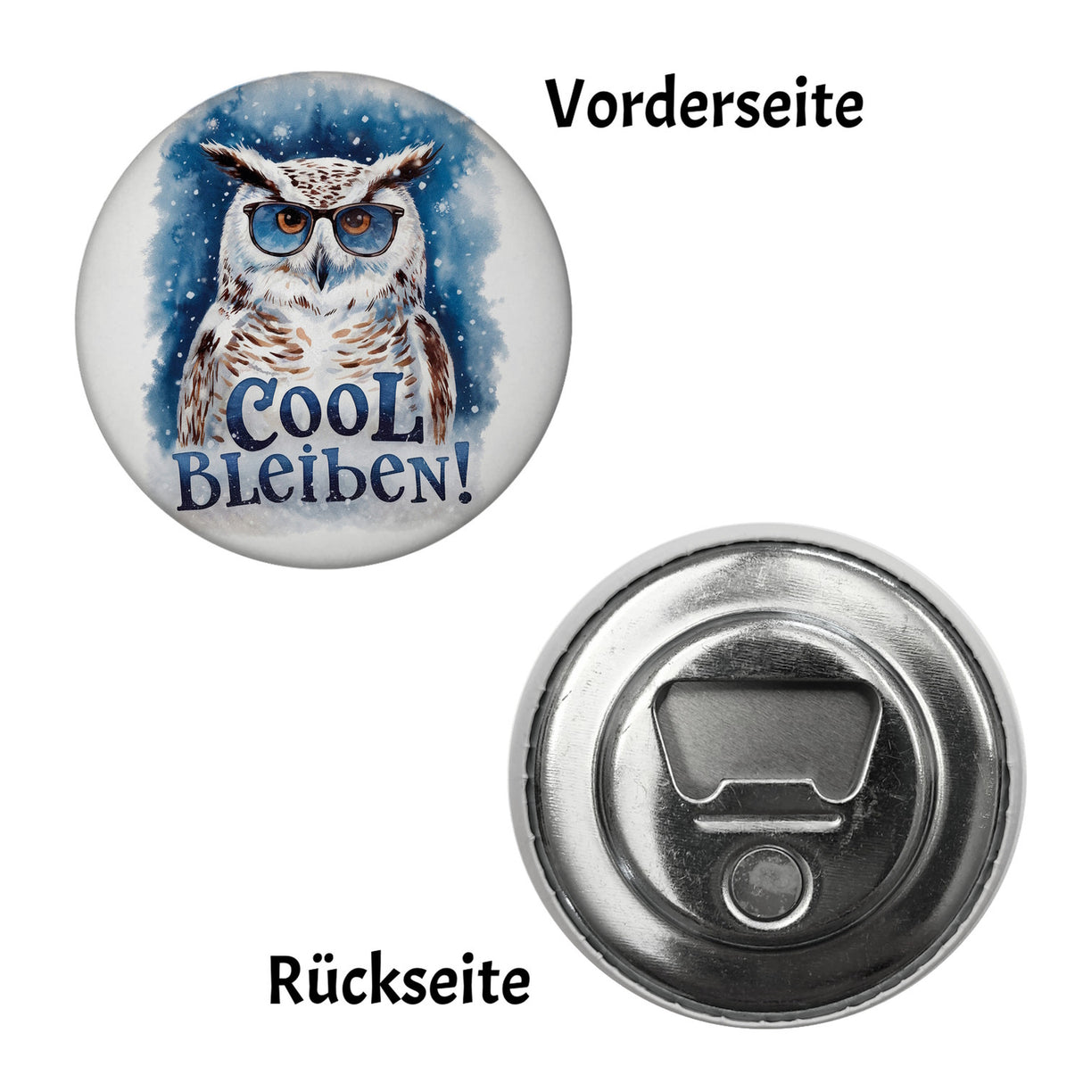 Cool bleiben Magnet Schneeeule mit Sonnenbrille