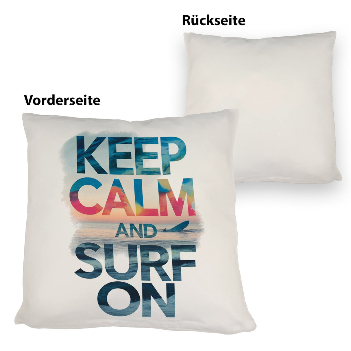Surfer auf Welle Keep Calm and surf on Kissen