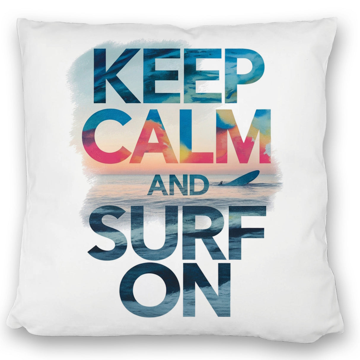 Surfer auf Welle Keep Calm and surf on Kissen