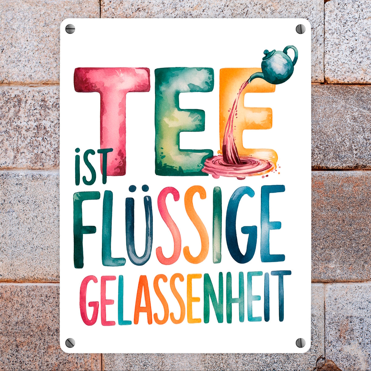 Tee ist flüssige Gelassenheit Metallschild in 15x20 cm