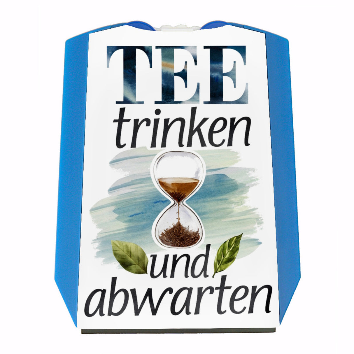 Sanduhr mit Teeblättern Parkscheibe Tee trinken und abwarten