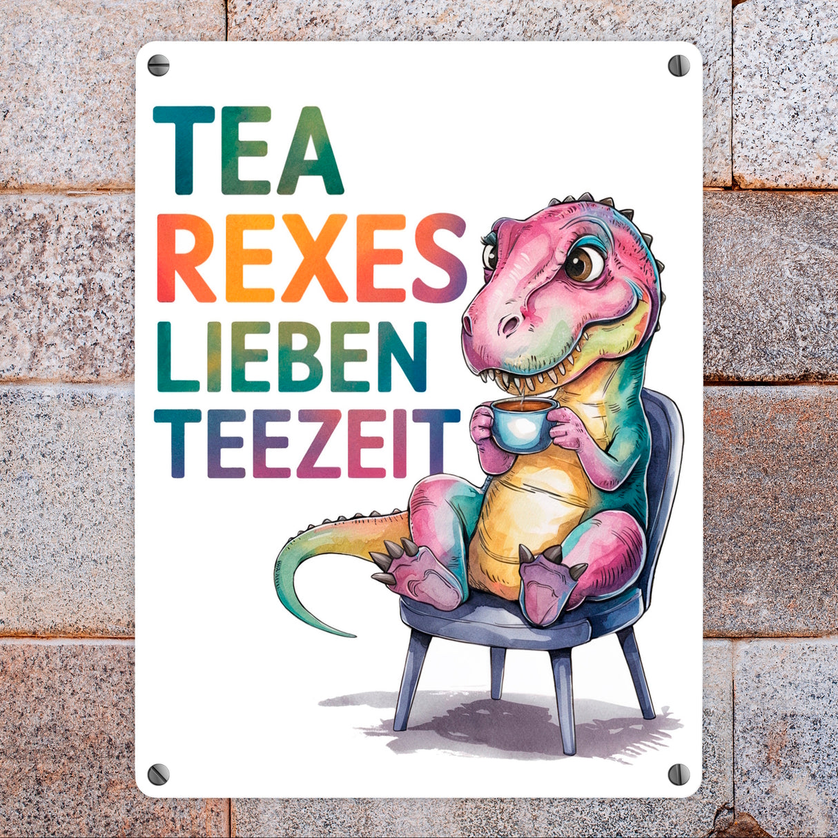 Tea rexes lieben Teezeit Metallschild in 15x20 cm