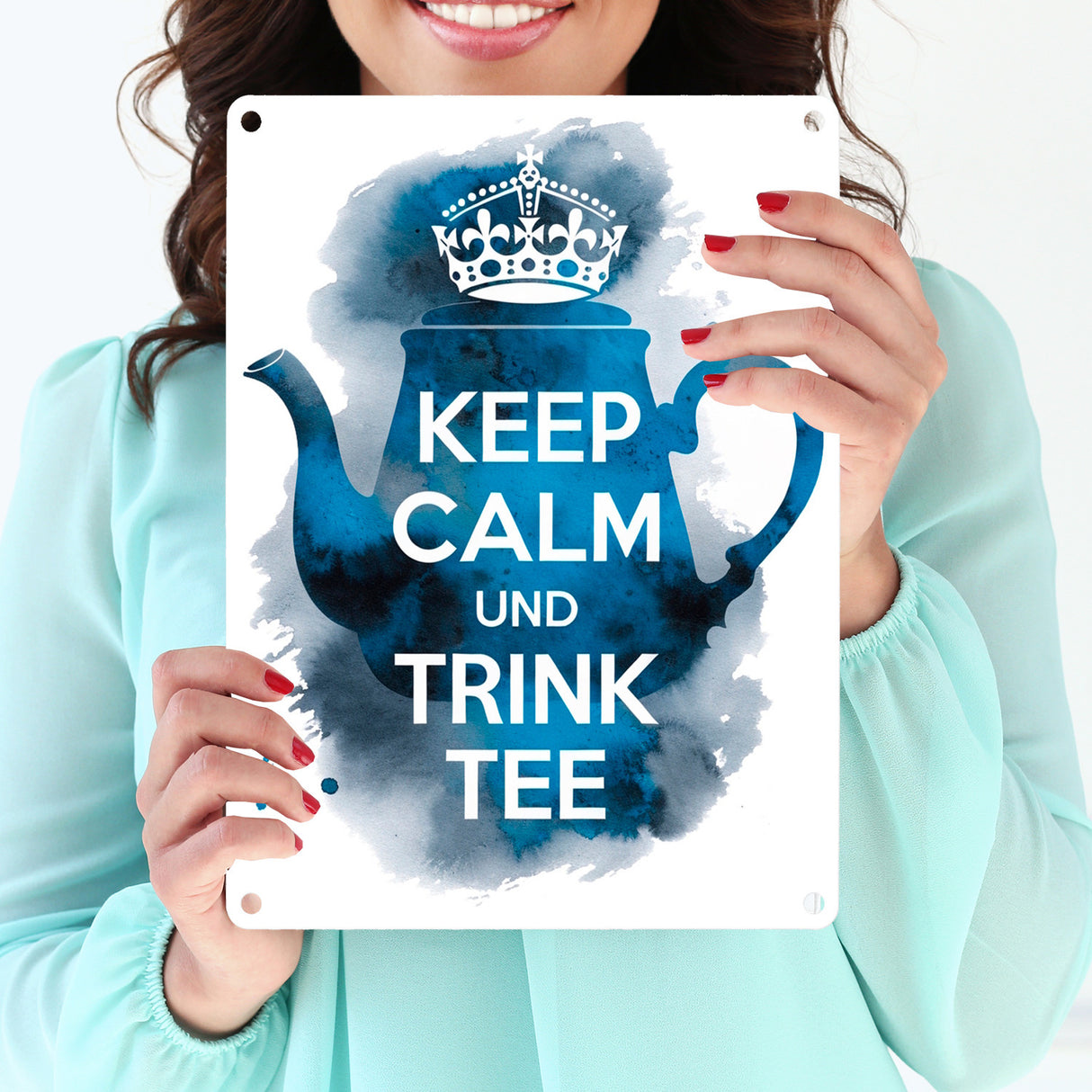 Keep calm und trink Tee Metallschild in 15x20 cm