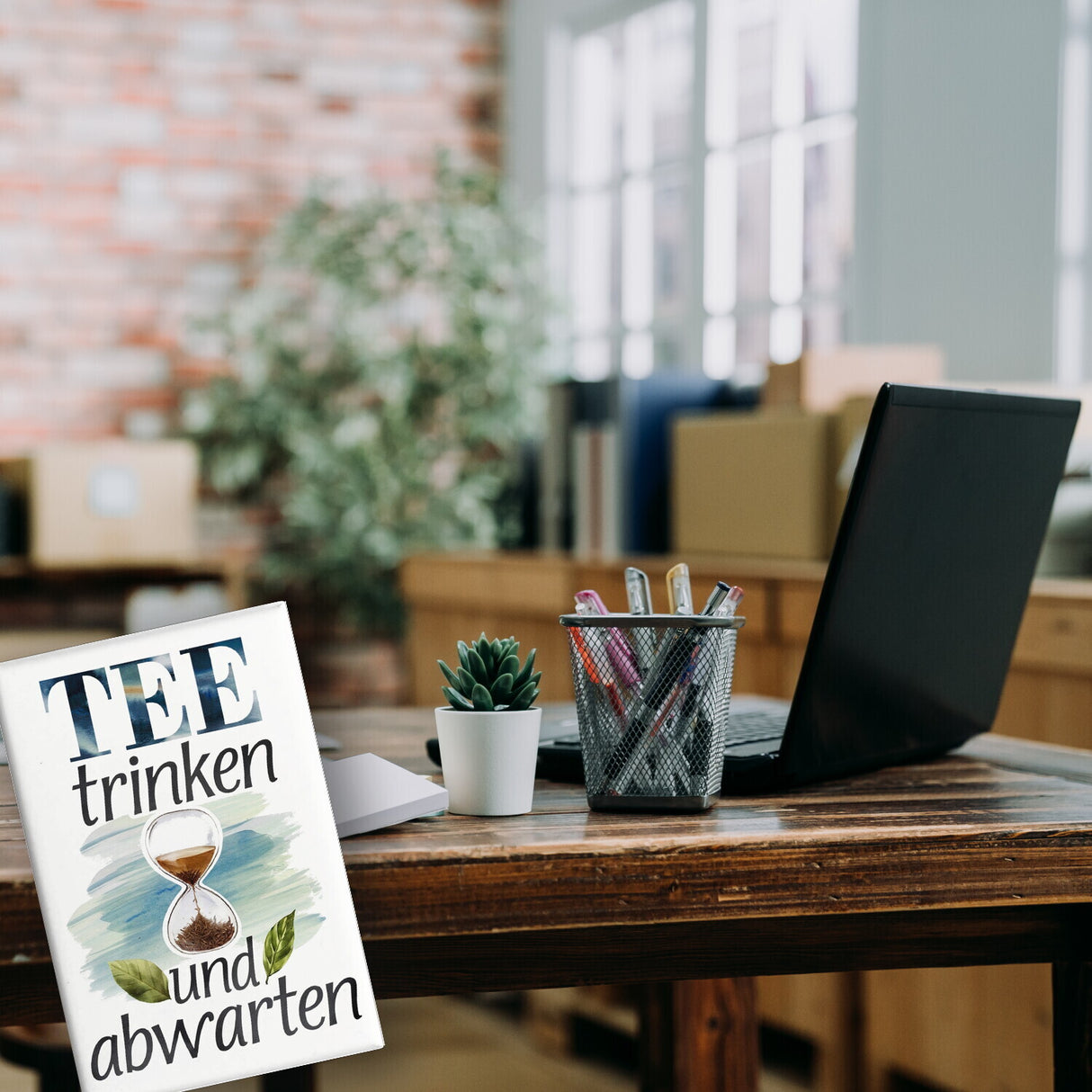 Sanduhr mit Teeblättern Souvenir Souvenir Magnet Tee trinken und abwarten