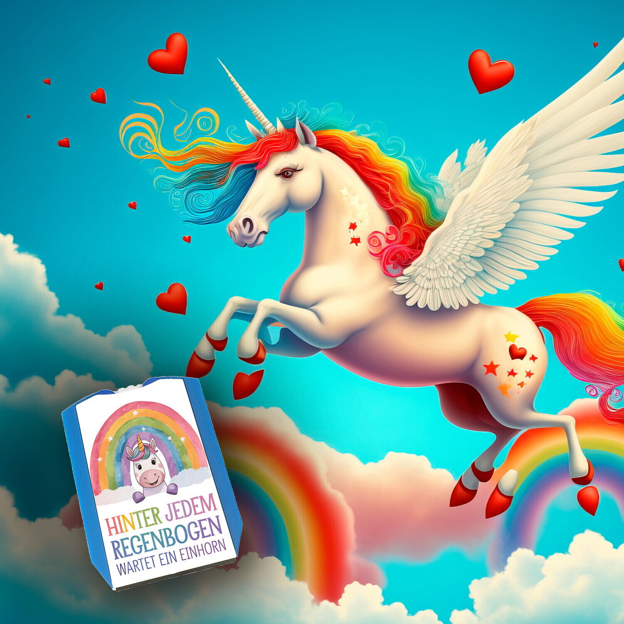 Lächelndes Einhorn Parkscheibe Hinter jedem Regenbogen