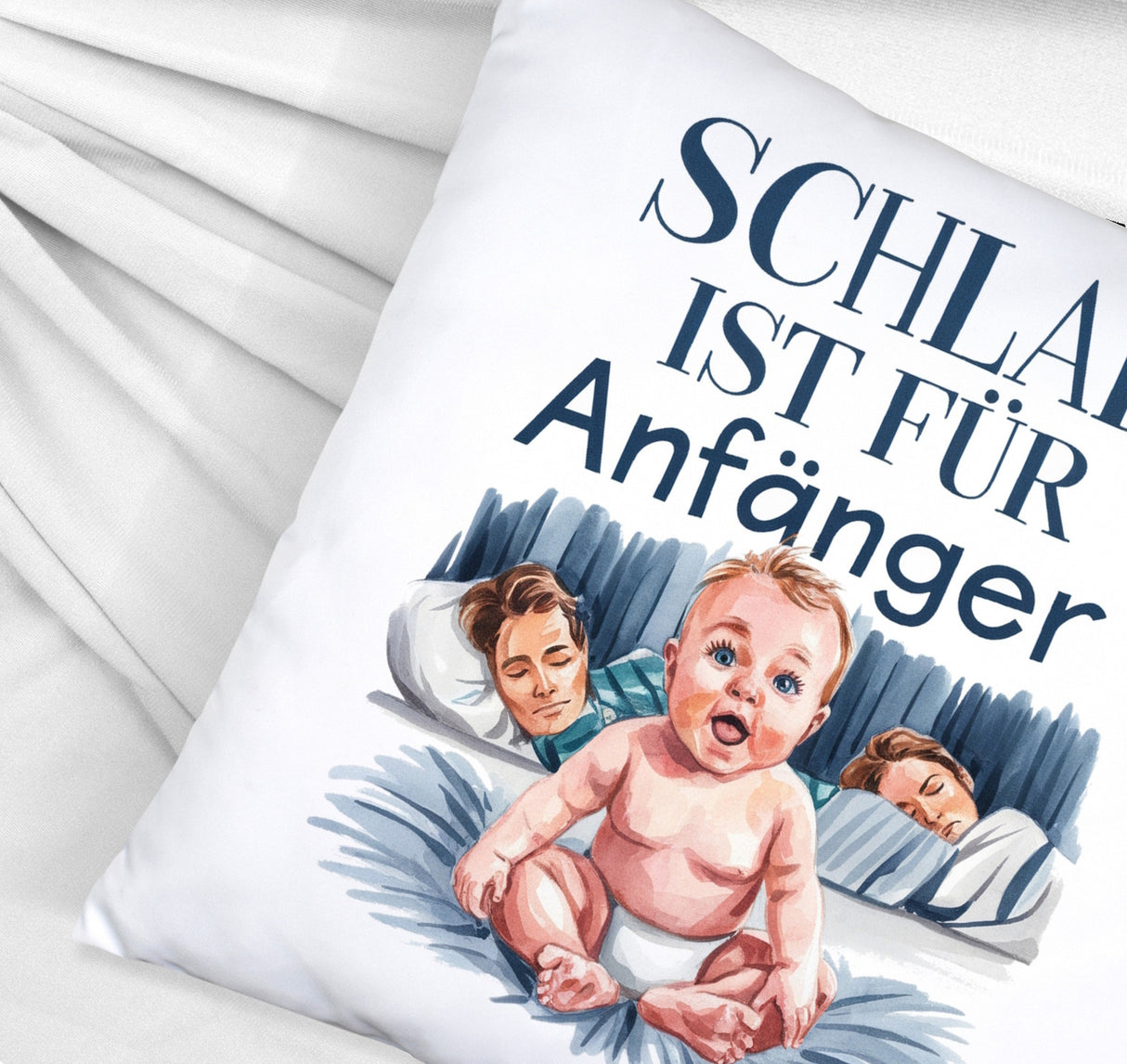 Schlaf ist für Anfänger Kissen Baby in Windeln
