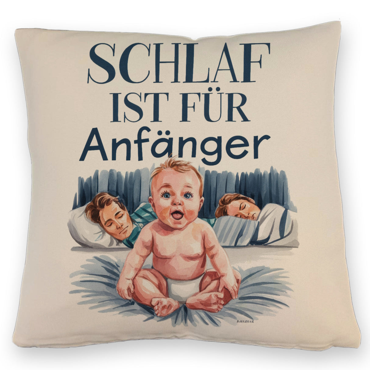 Schlaf ist für Anfänger Kissen Baby in Windeln