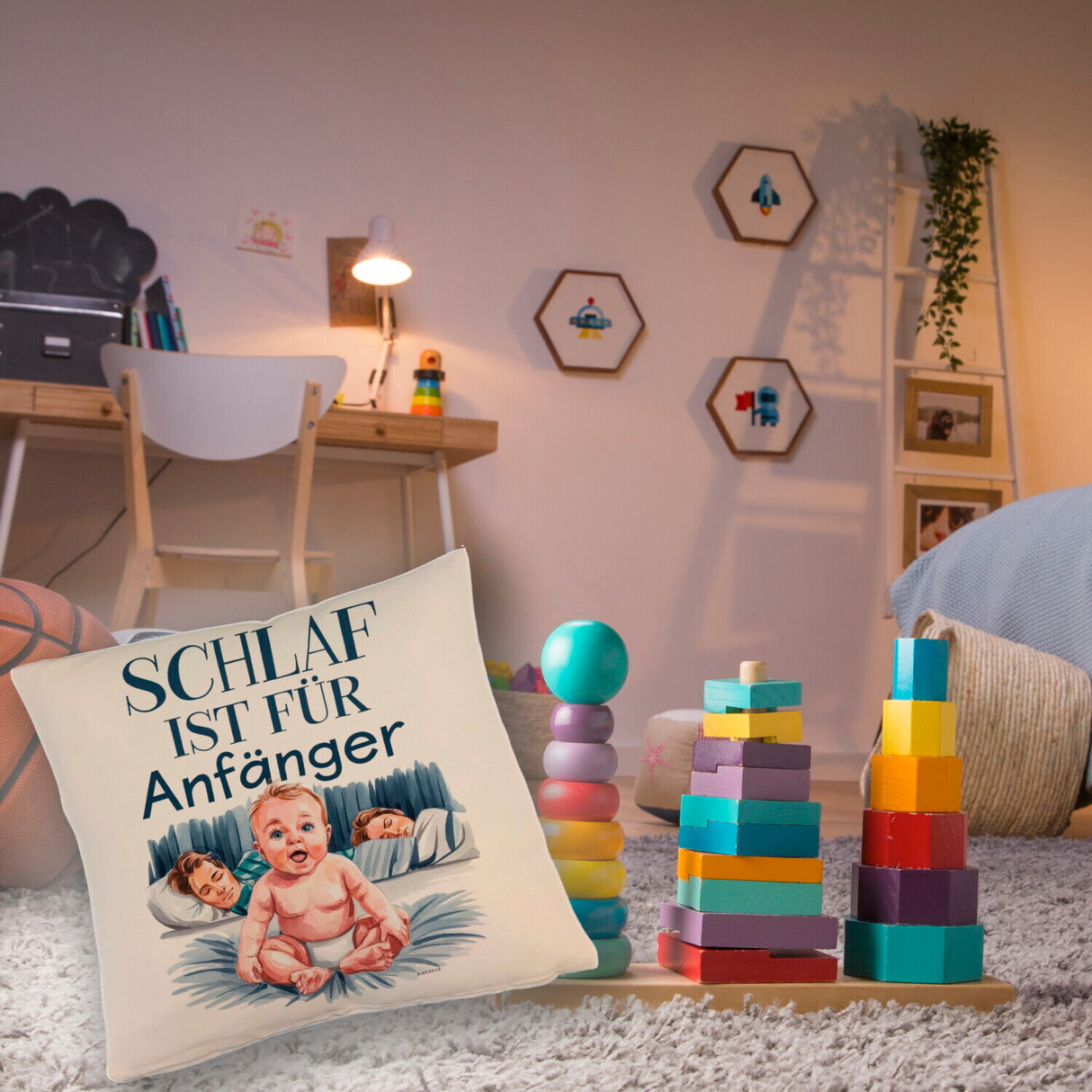 Schlaf ist für Anfänger Kissen Baby in Windeln