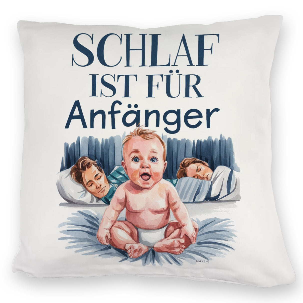 Schlaf ist für Anfänger Kissen Baby in Windeln