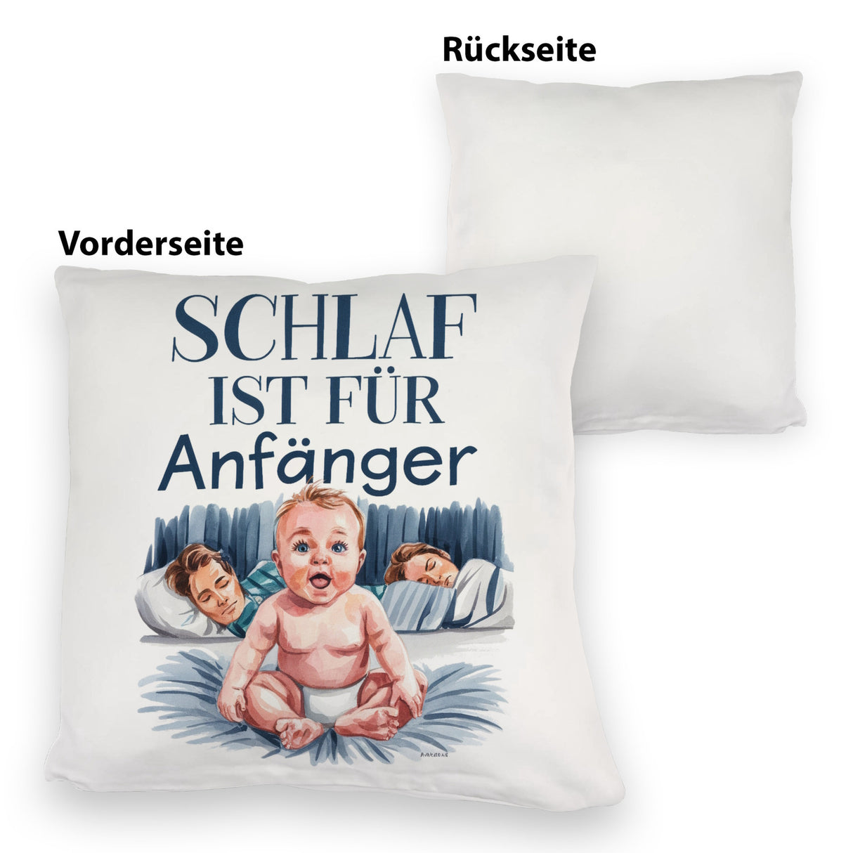 Schlaf ist für Anfänger Kissen Baby in Windeln