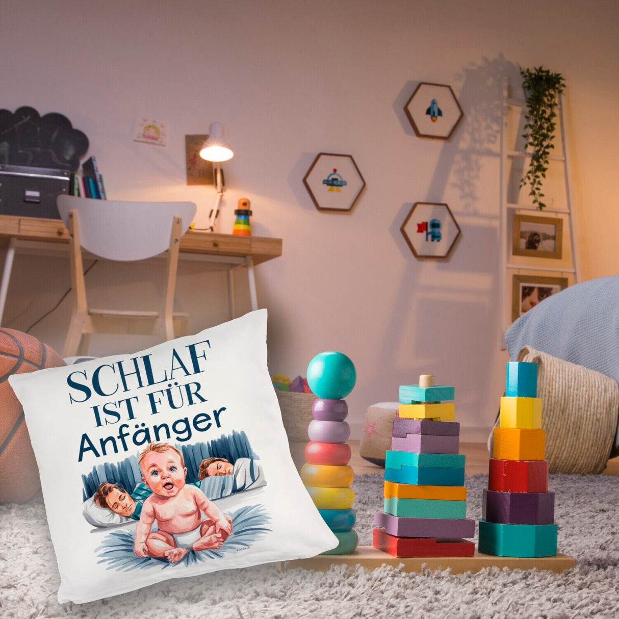 Schlaf ist für Anfänger Kissen Baby in Windeln