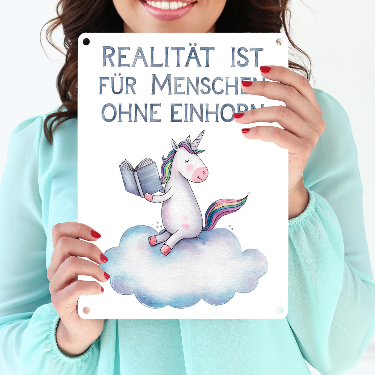 Realität ist für Menschen ohne Einhorn Metallschild in 15x20 cm