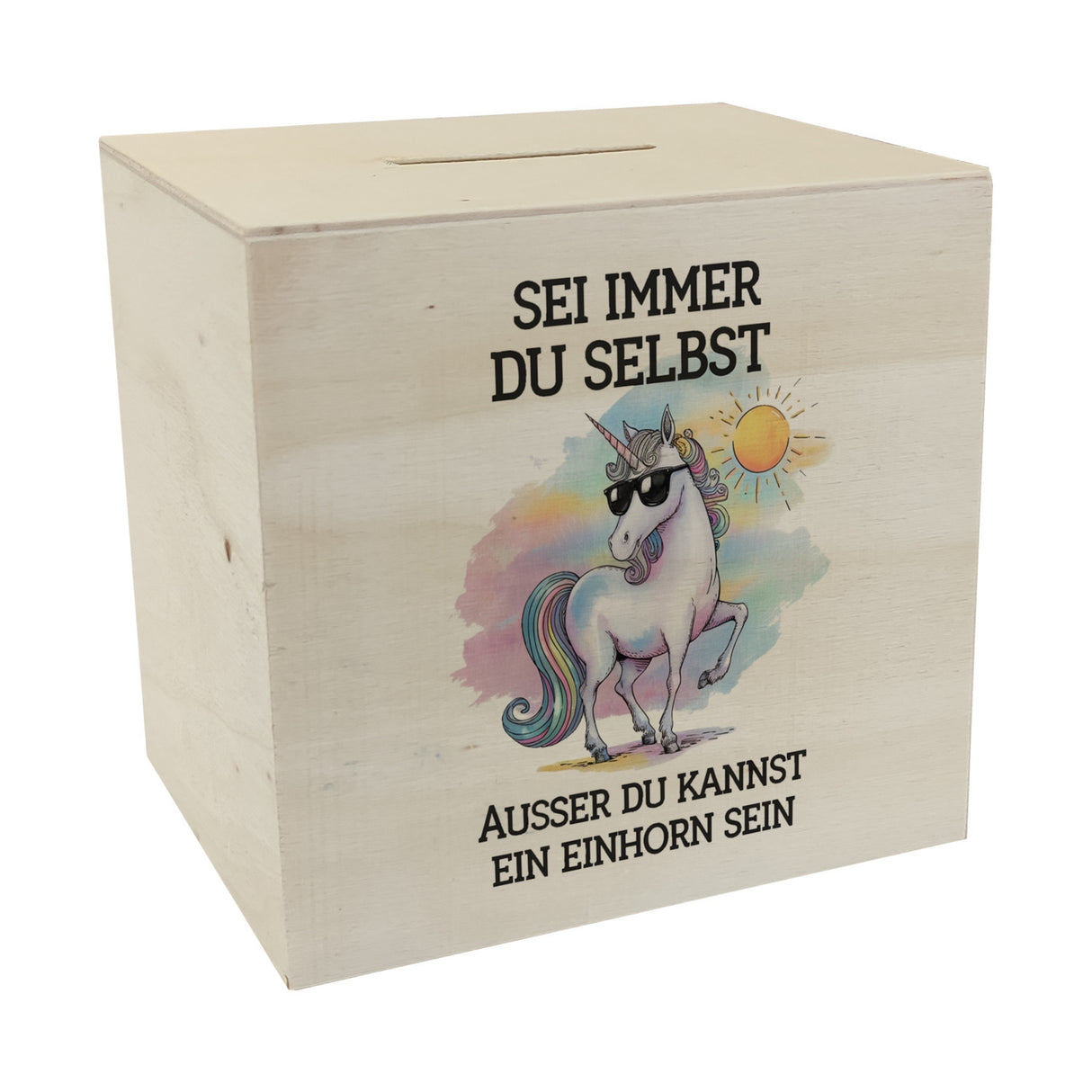 Einhorn mit Sonnenbrille Spardose Sei ein Einhorn