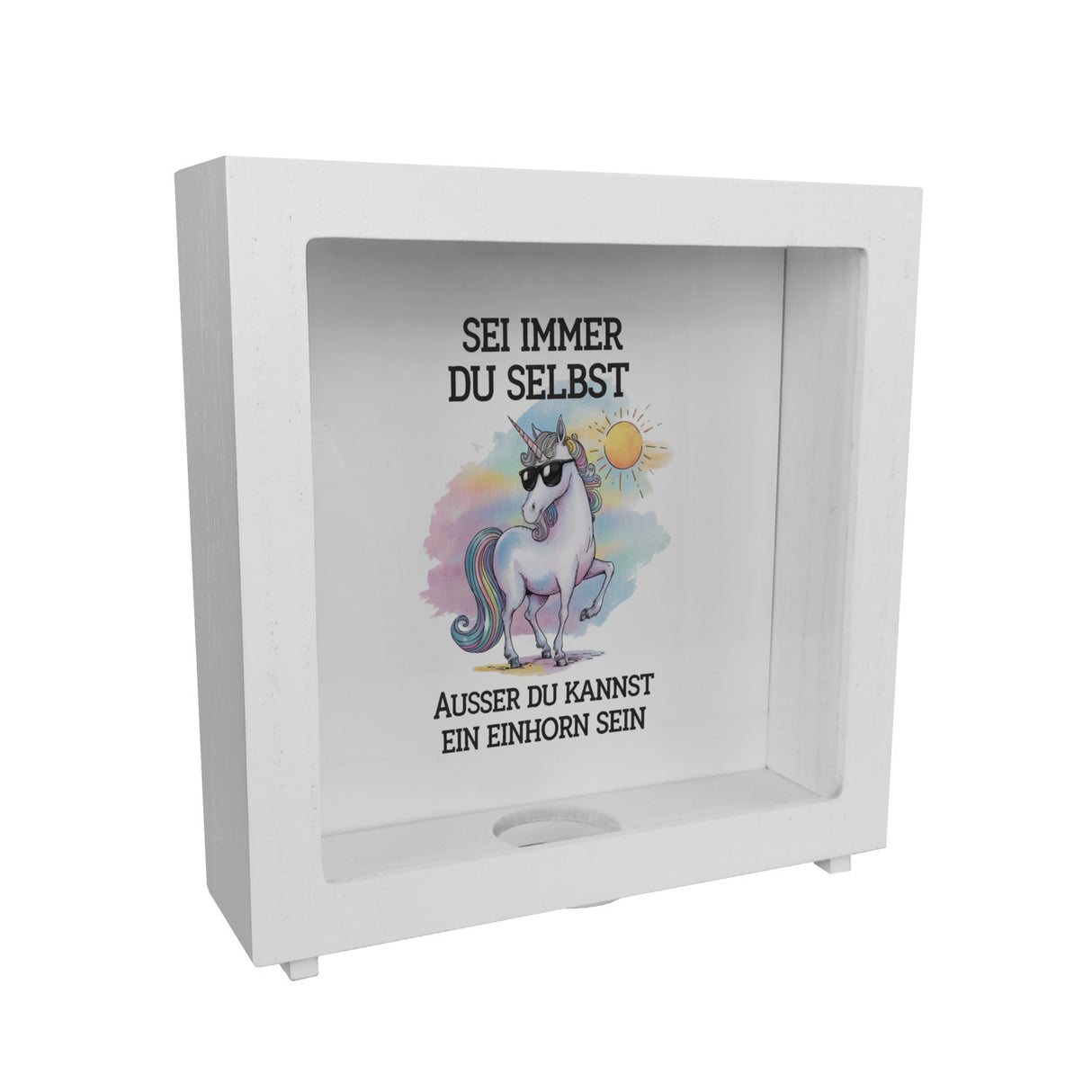 Einhorn mit Sonnenbrille Spardose Sei ein Einhorn