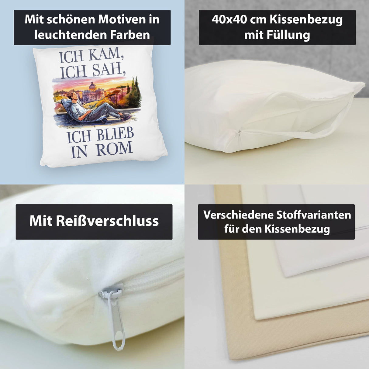 Ich kam, ich sah, ich blieb in Rom Kissen