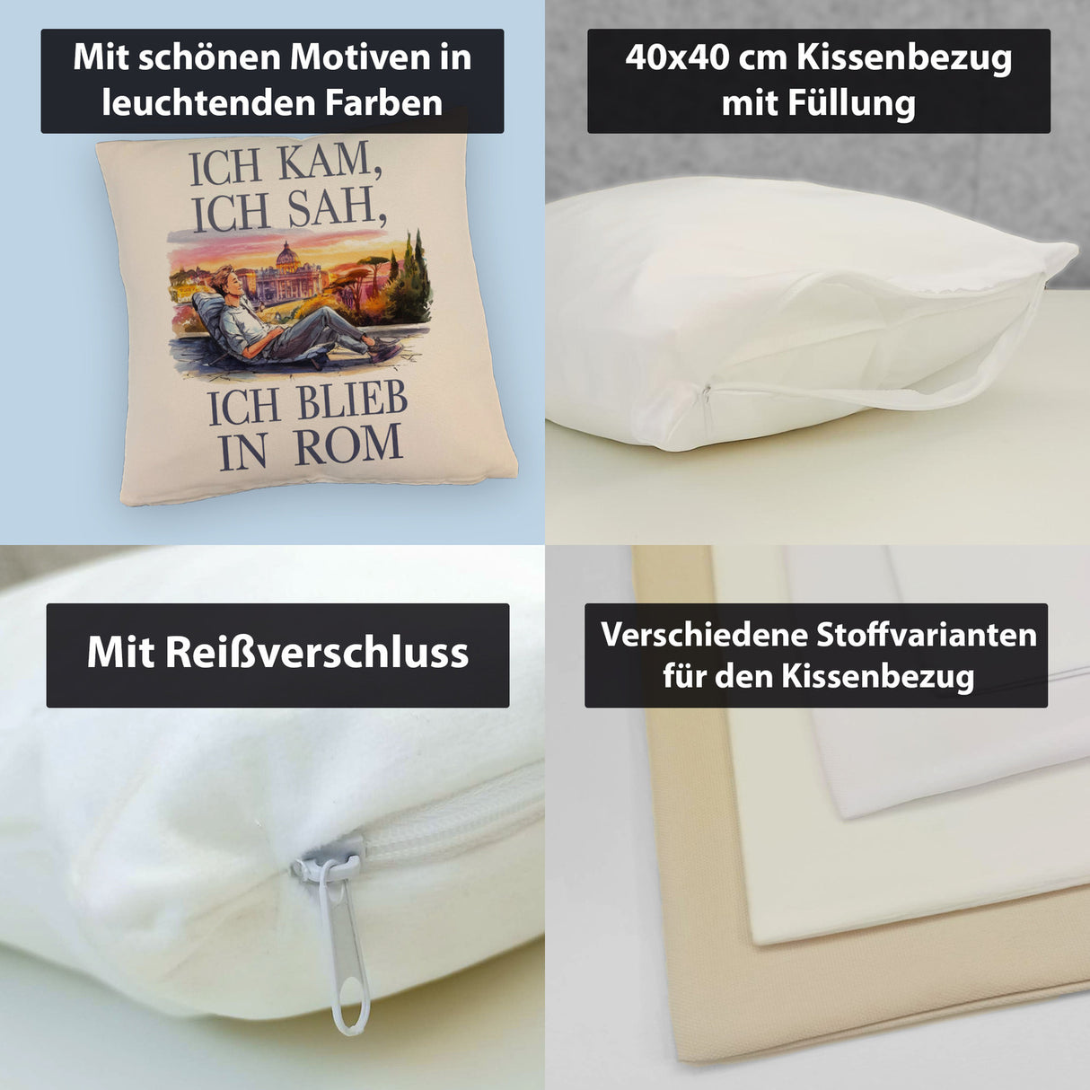 Ich kam, ich sah, ich blieb in Rom Kissen