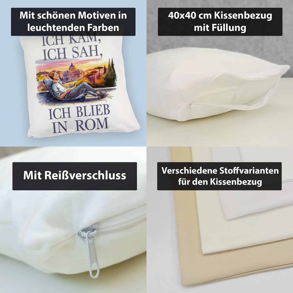 Ich kam, ich sah, ich blieb in Rom Kissen