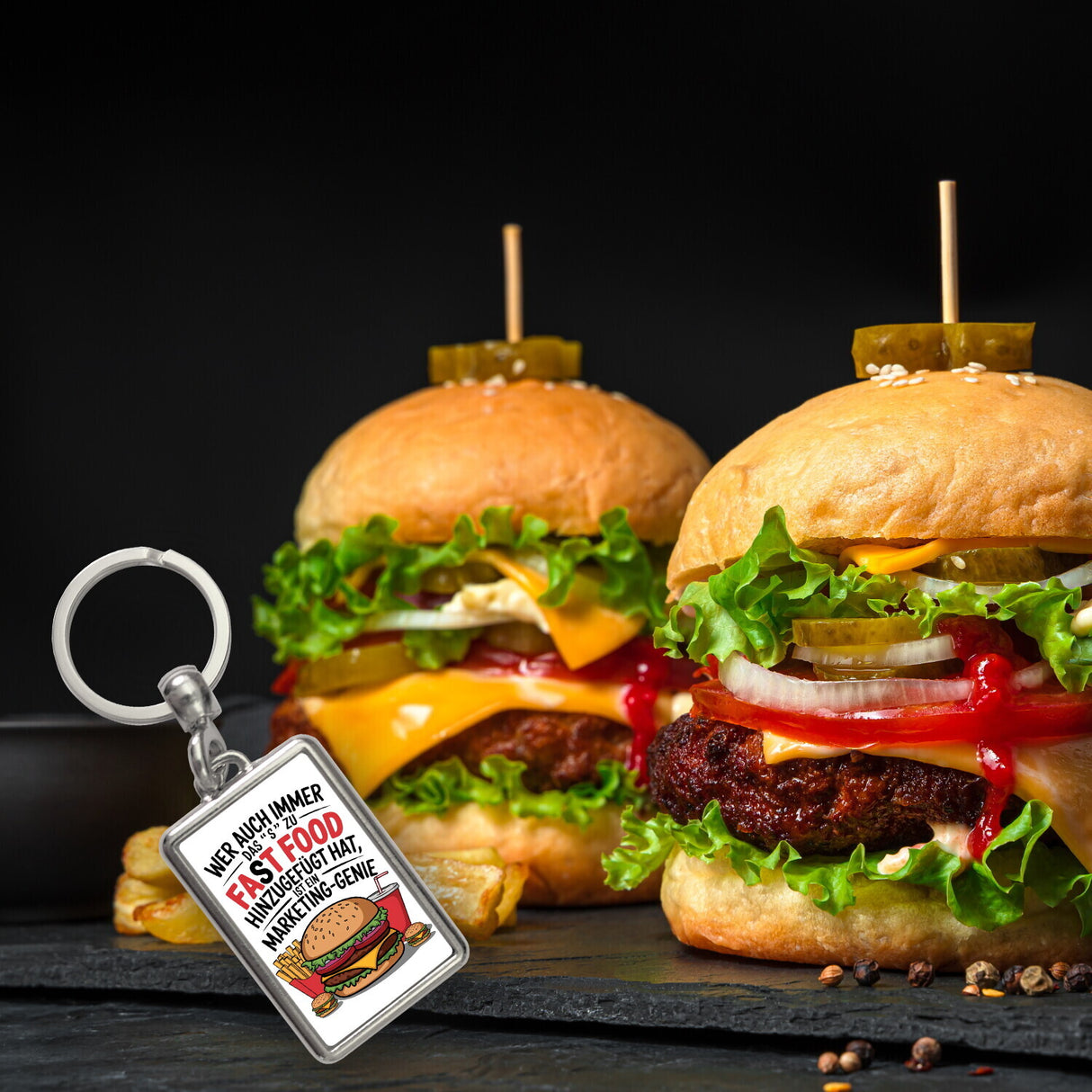 Fast Food - FAT FOOD Schlüsselanhänger für Burger Fans