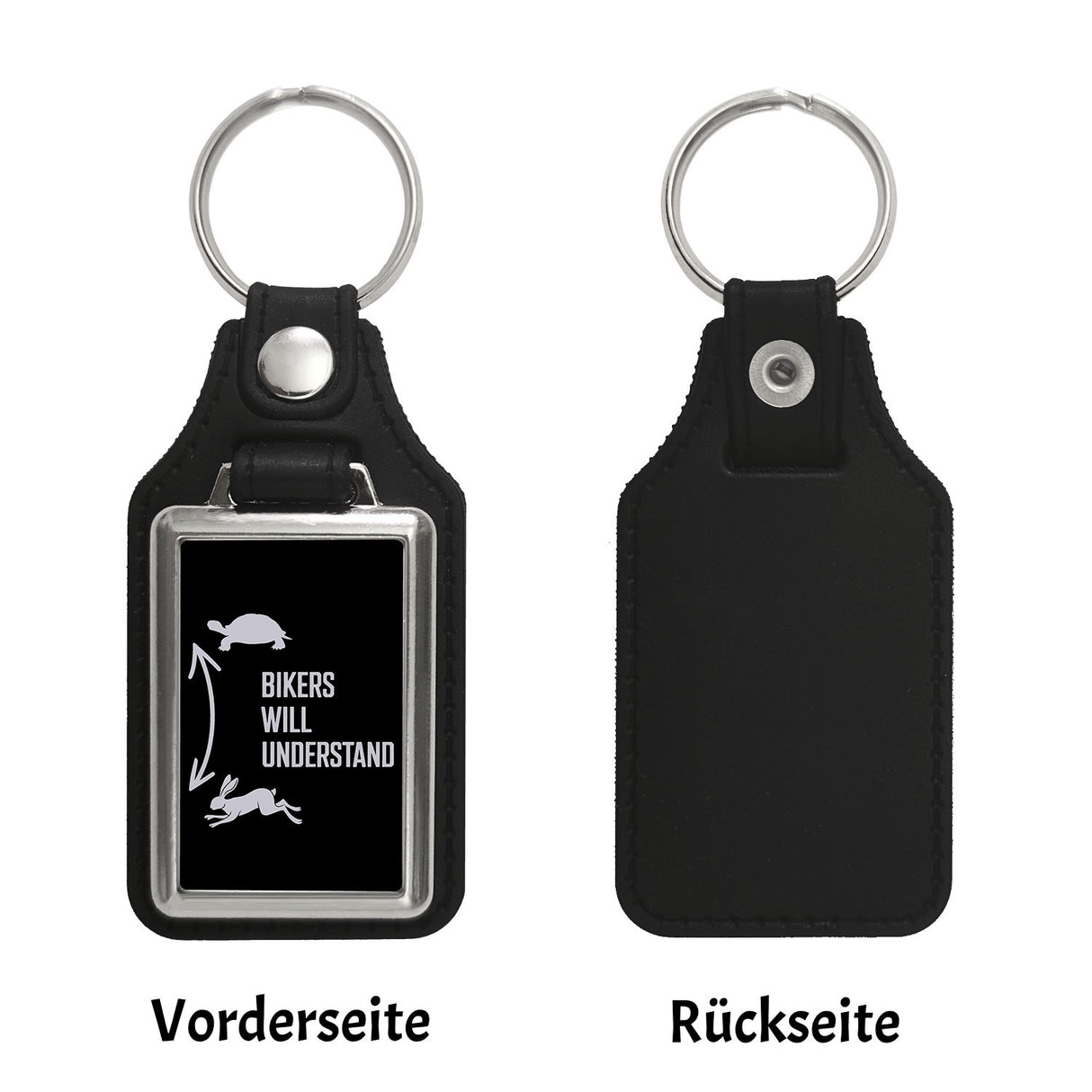 Bikers will understand Schlüsselanhänger mit Hase und Schildkröte für Motorradfahrer