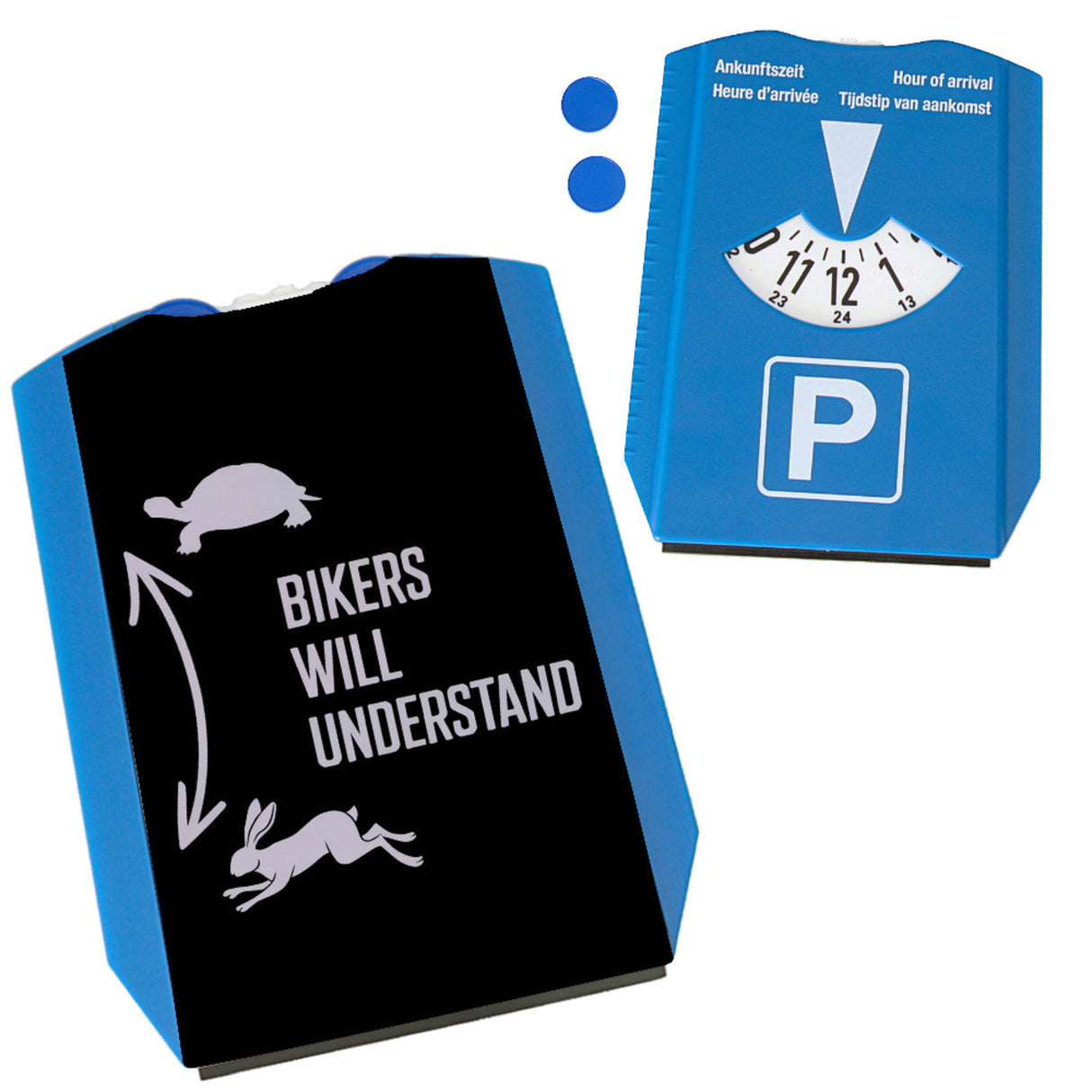 Bikers will understand Parkscheibe mit Hase und Schildkröte für Motorradfahrer
