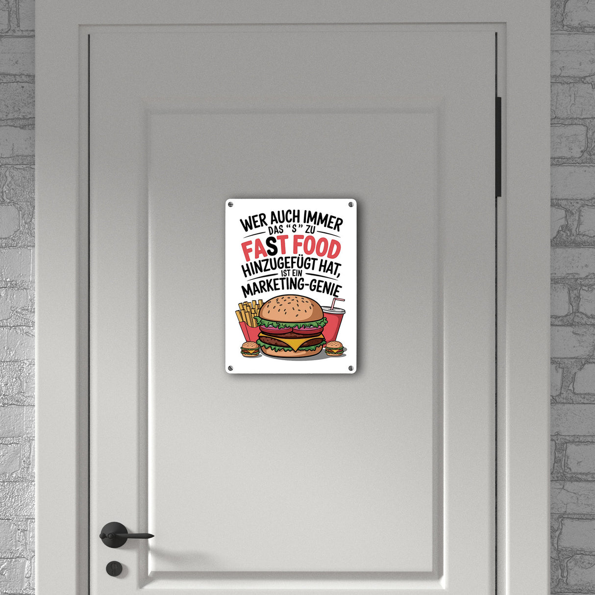 Fast Food - FAT FOOD Metallschild in 15x20 cm für Burger Fans