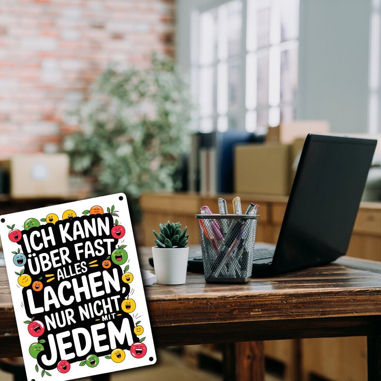 Kann nicht mit jedem lachen Metallschild in 15x20 cm für das Büro