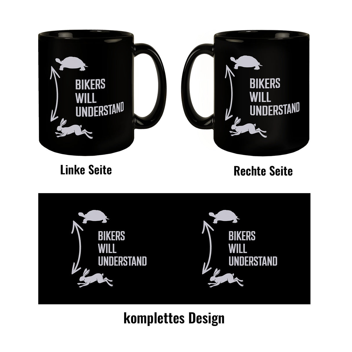 Bikers will understand Tasse mit Hase und Schildkröte für Motorradfahrer