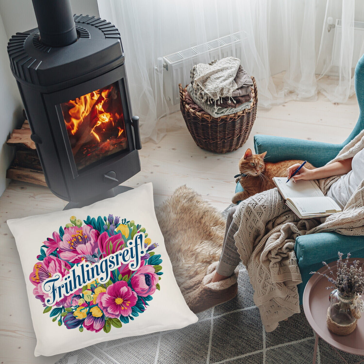 Frühlingsreif Blumendesign Kissen