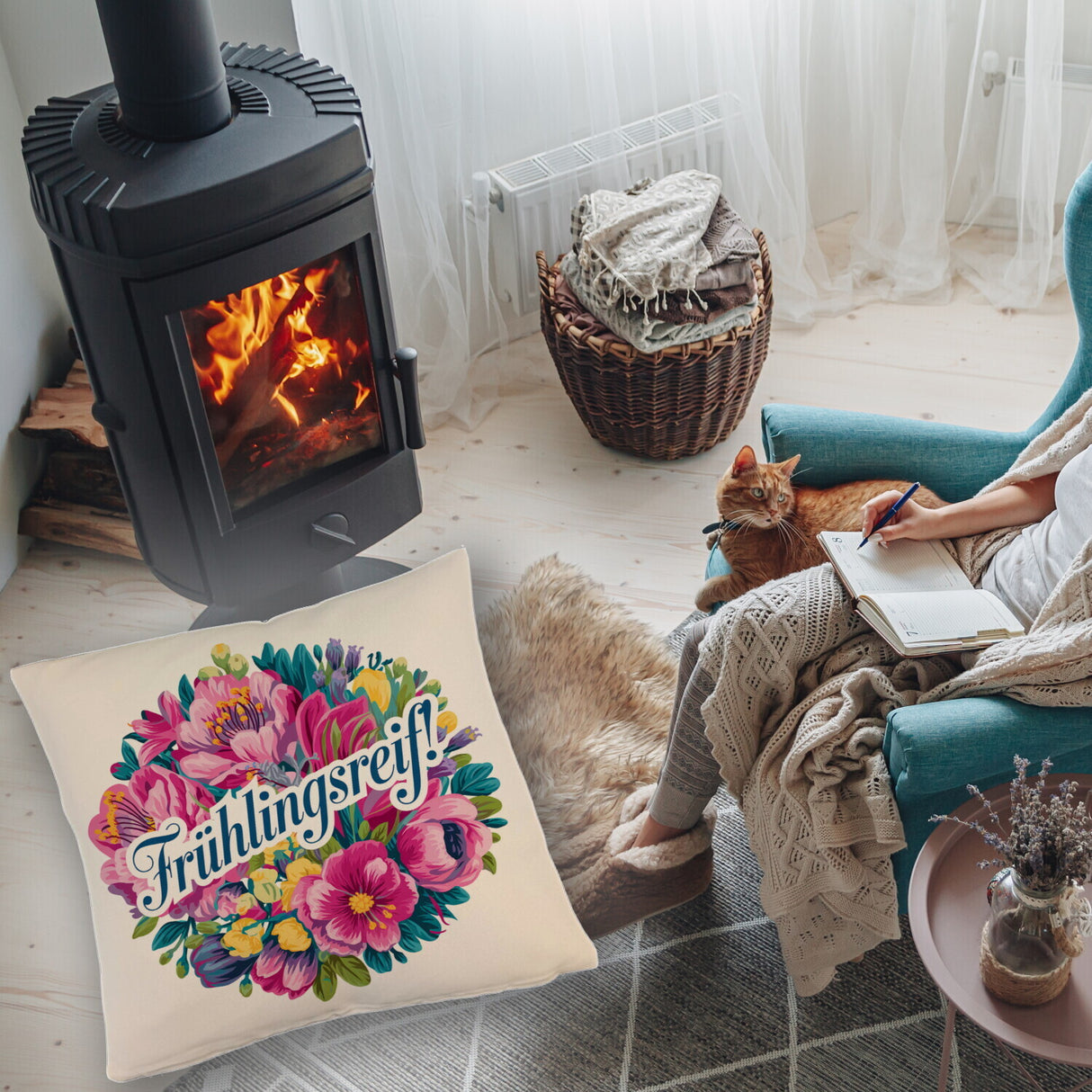Frühlingsreif Blumendesign Kissen
