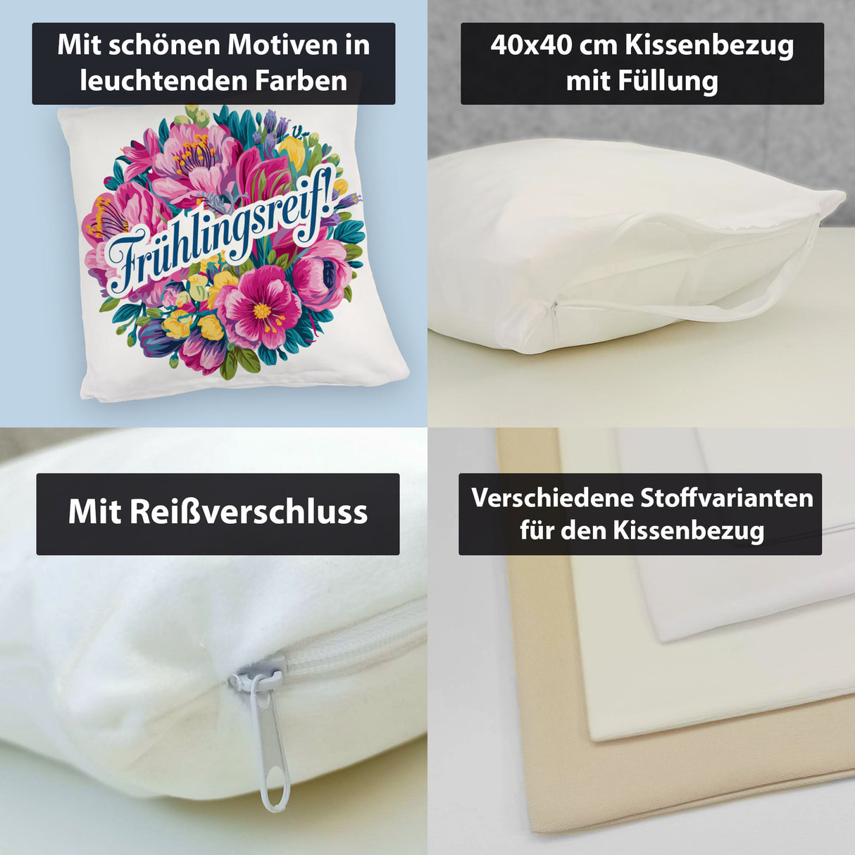 Frühlingsreif Blumendesign Kissen