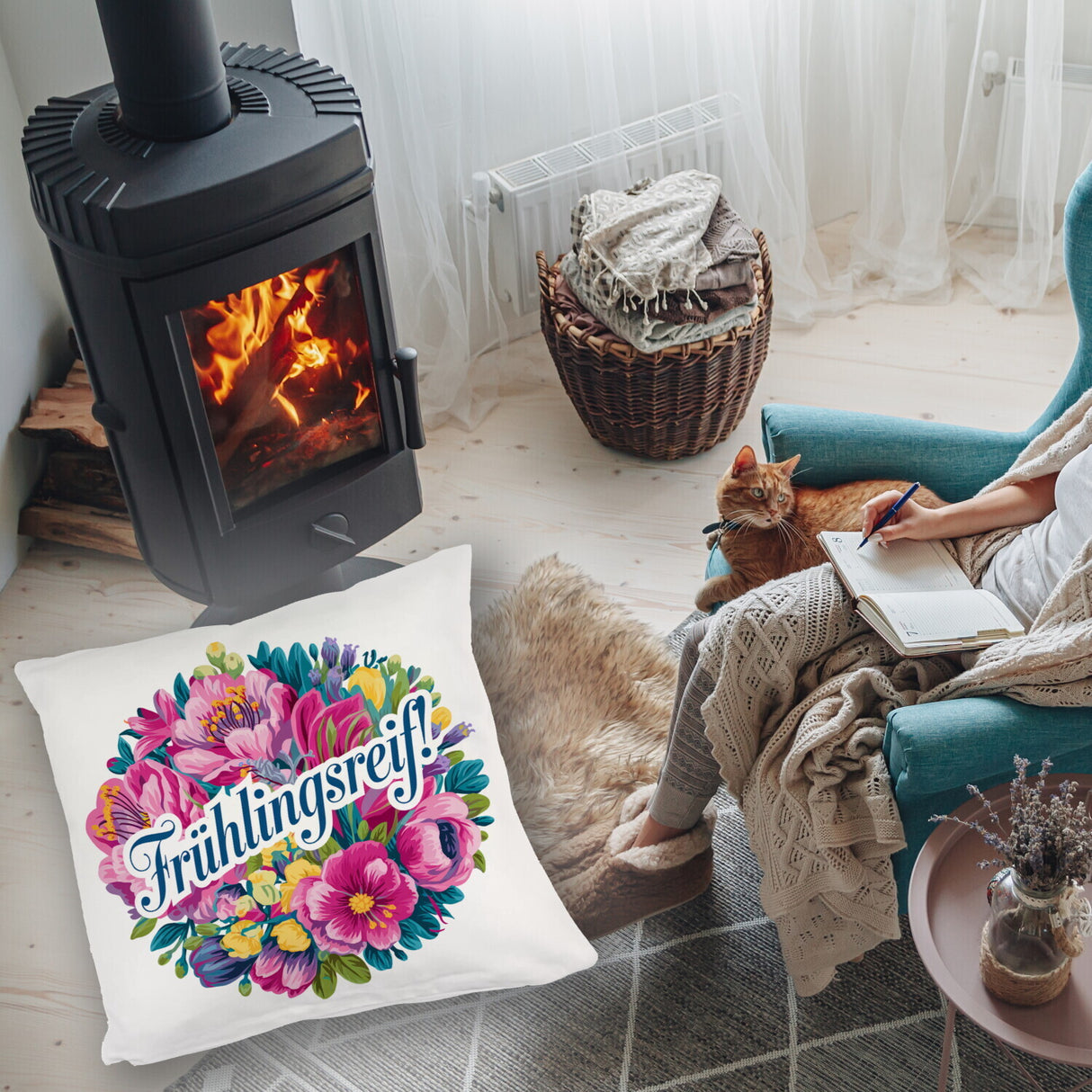 Frühlingsreif Blumendesign Kissen