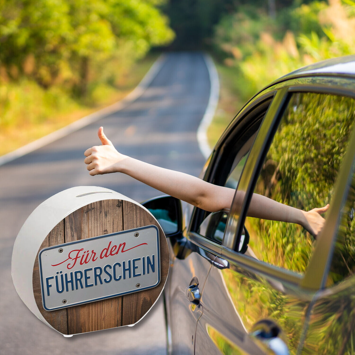 Für den Führerschein Spardose als Nummernschild