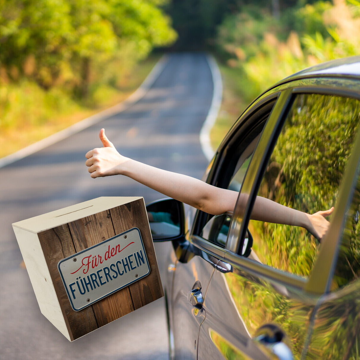 Für den Führerschein Spardose als Nummernschild