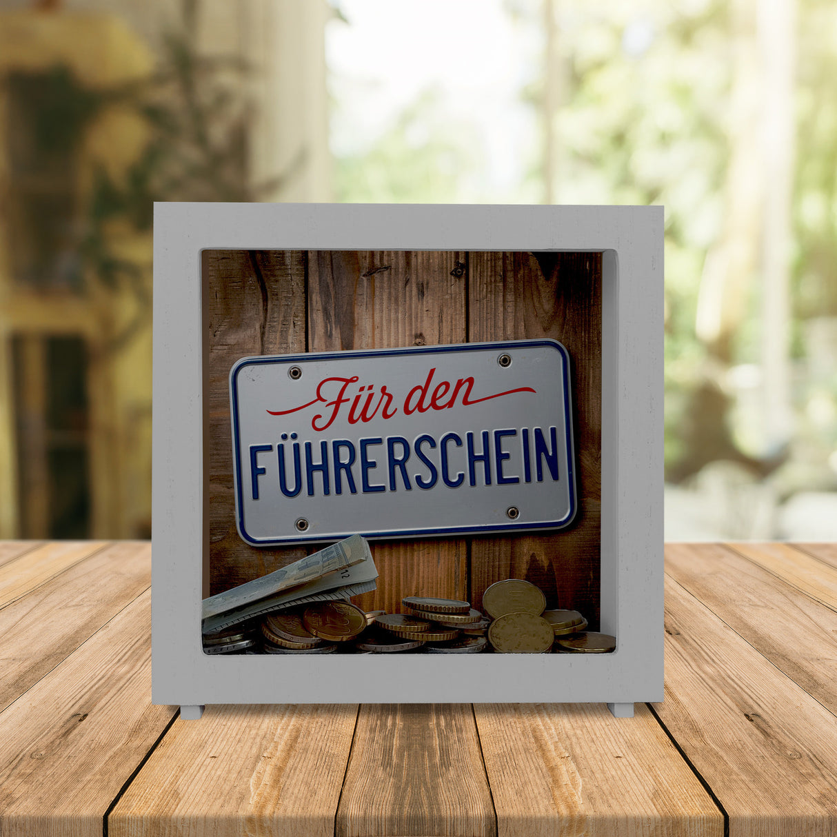 Für den Führerschein Spardose als Nummernschild