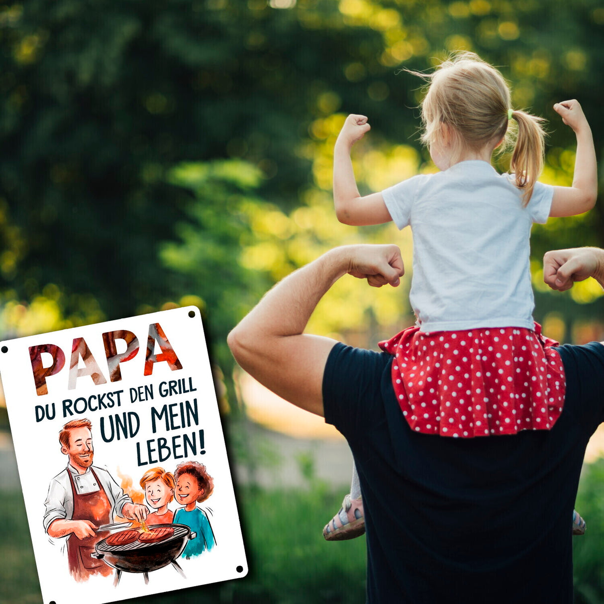 Grillender Vater Papa rockt Metallschild in 15x20 cm