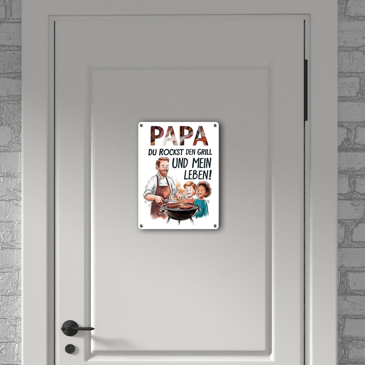 Grillender Vater Papa rockt Metallschild in 15x20 cm