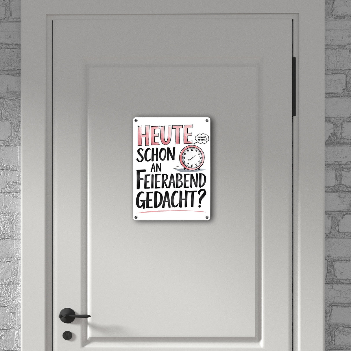 Heute an Feierabend gedacht Metallschild in 15x20 cm Wecker Feierabend im Kopf