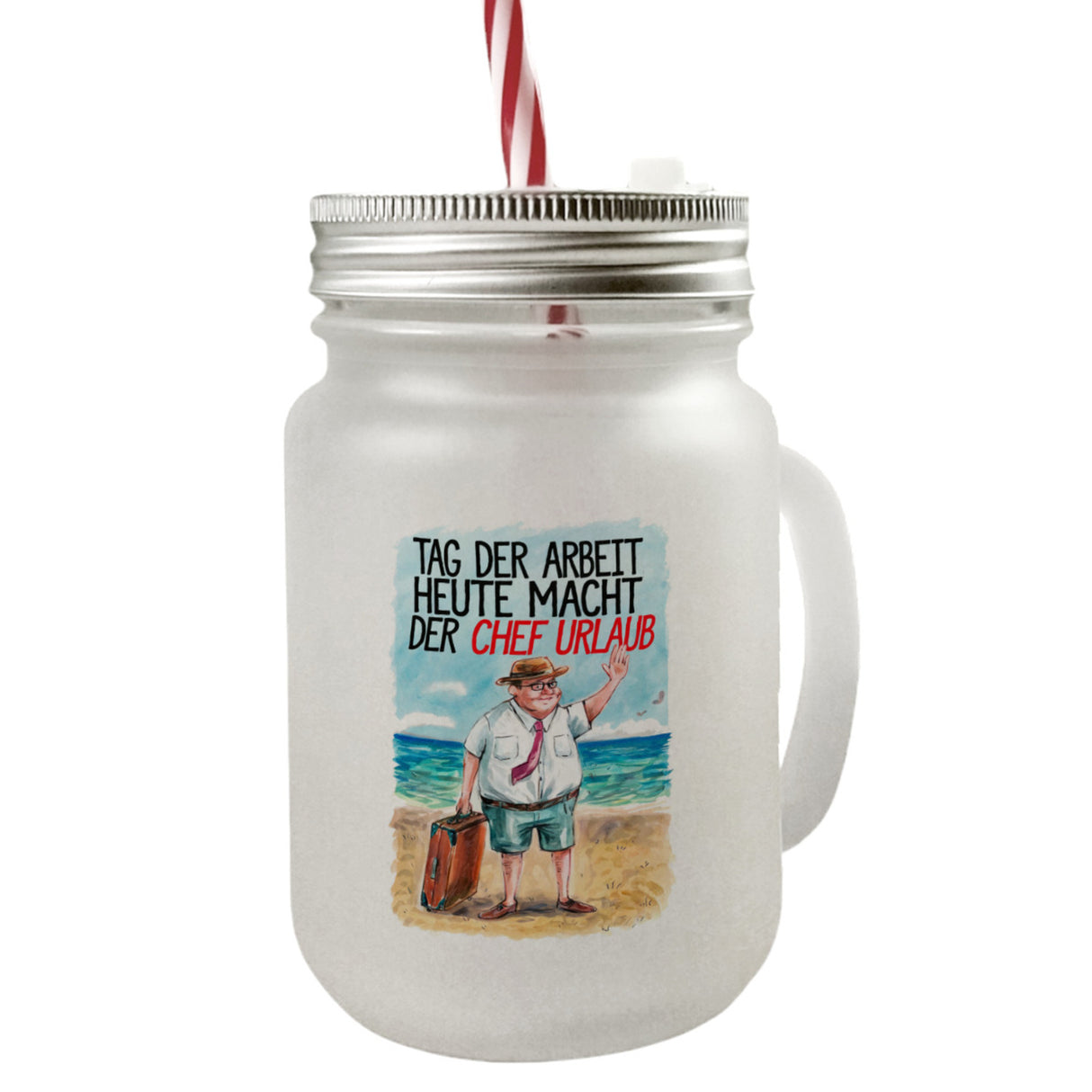 Chef im Urlaub Trinkglas mit Bambusdeckel Tag der Arbeit