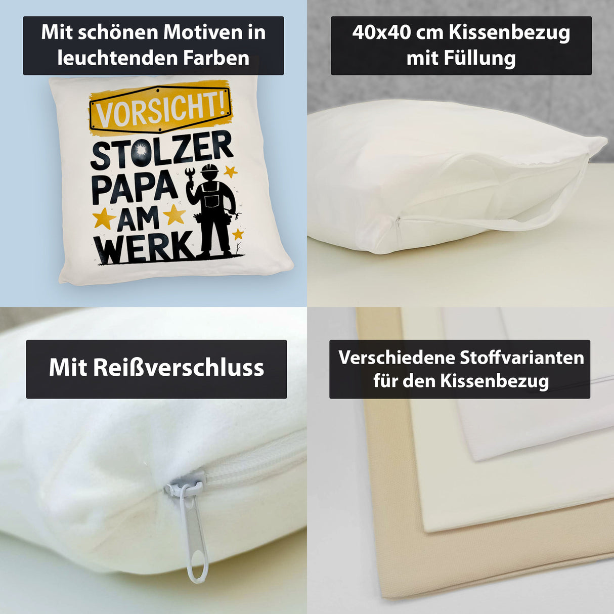 Vorsicht! Stolzer Papa am Werk Kissen