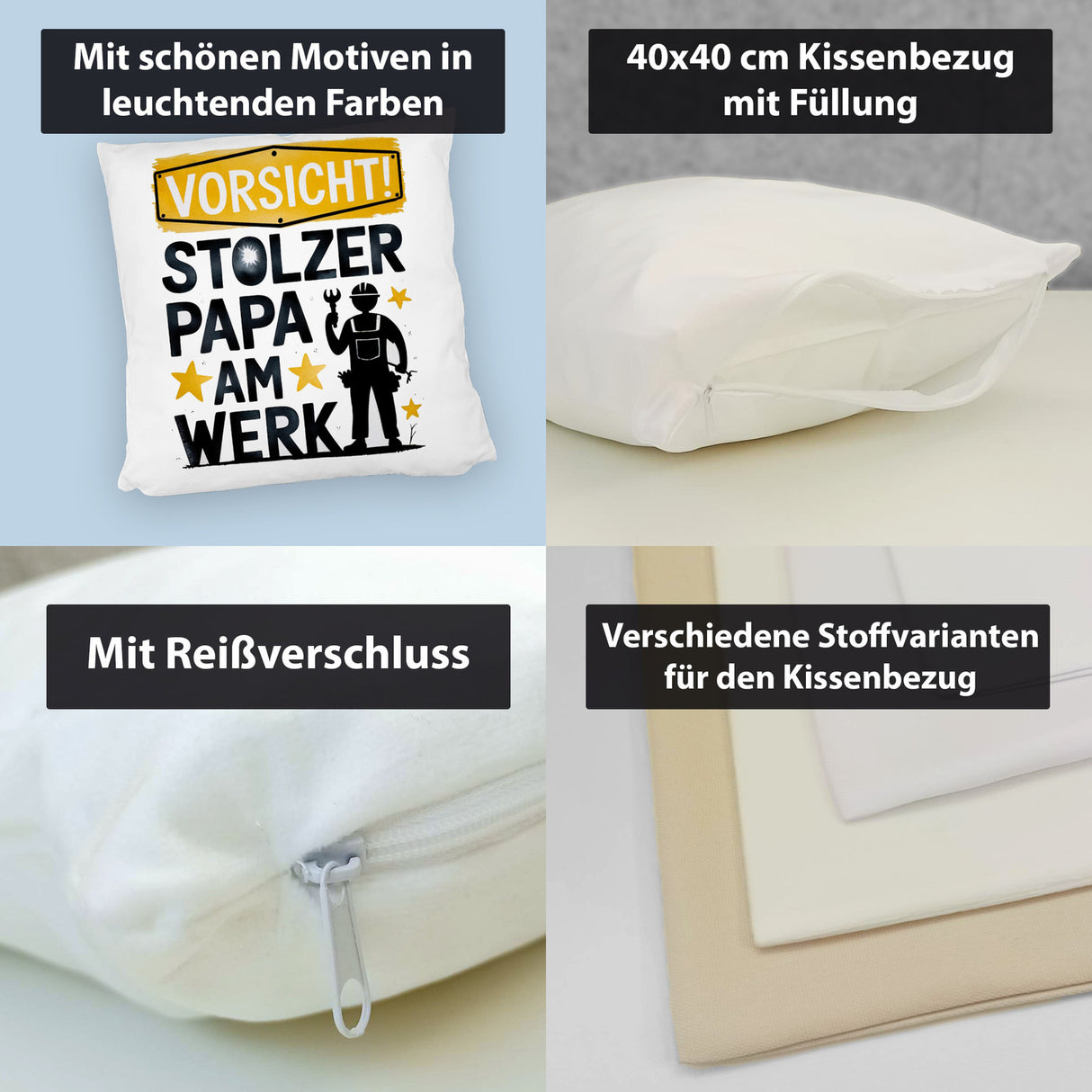 Vorsicht! Stolzer Papa am Werk Kissen
