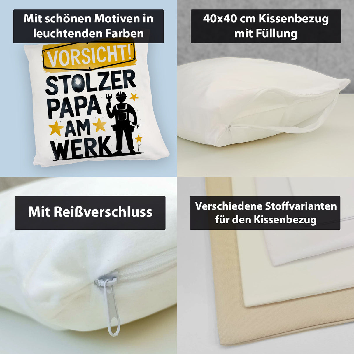 Vorsicht! Stolzer Papa am Werk Kissen