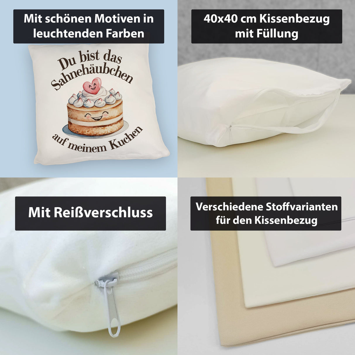 Du bist das Sahnehäubchen Kissen Kuchen mit Sahnehäubchen