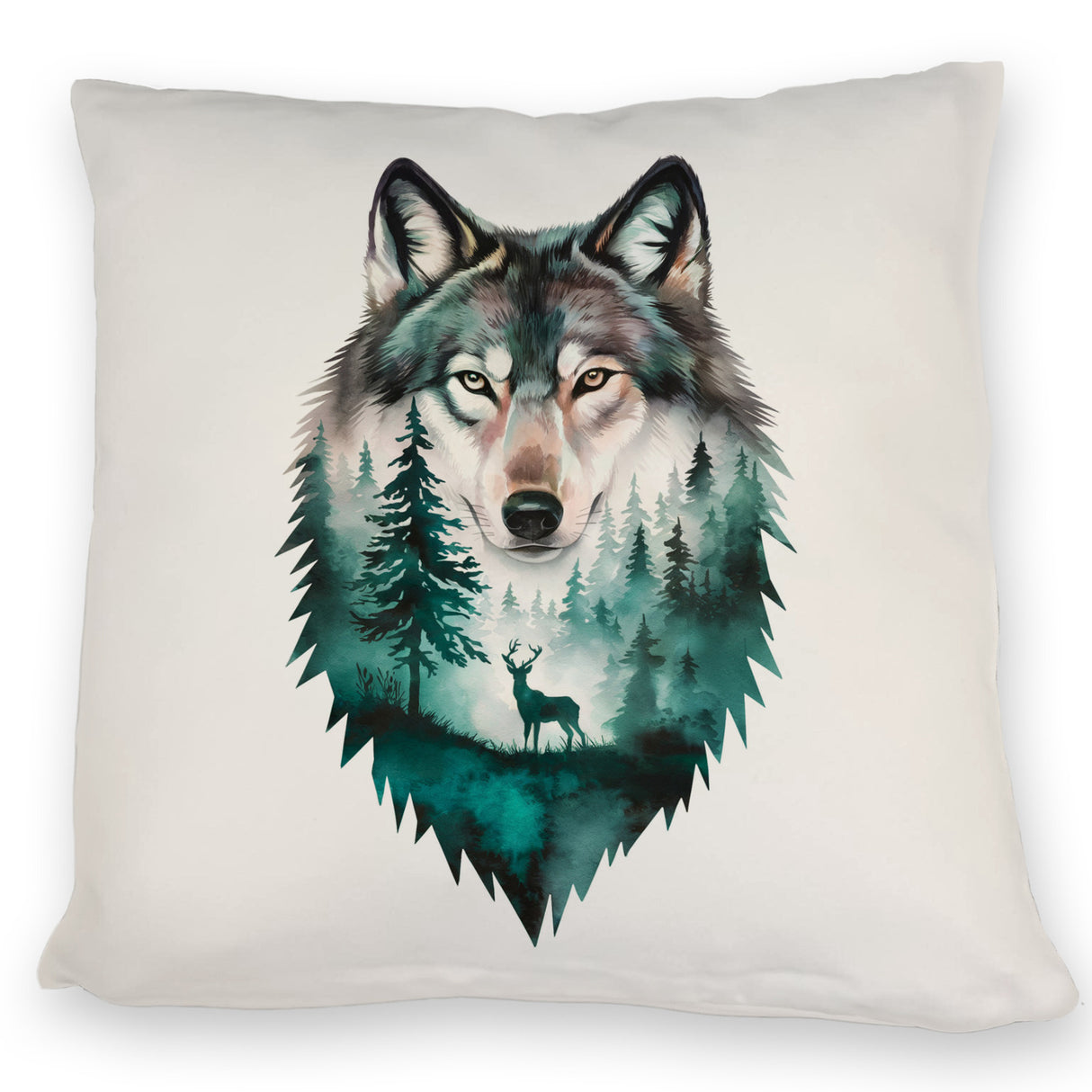 Naturfreunde Kissen Wolf Wald Hirsch Design