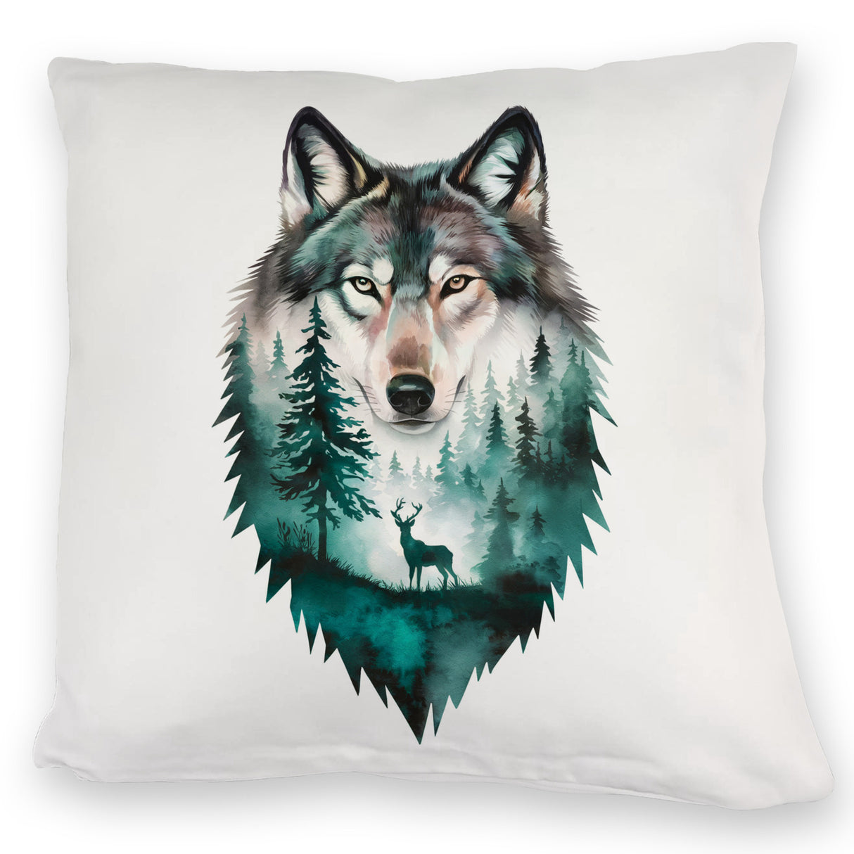 Naturfreunde Kissen Wolf Wald Hirsch Design