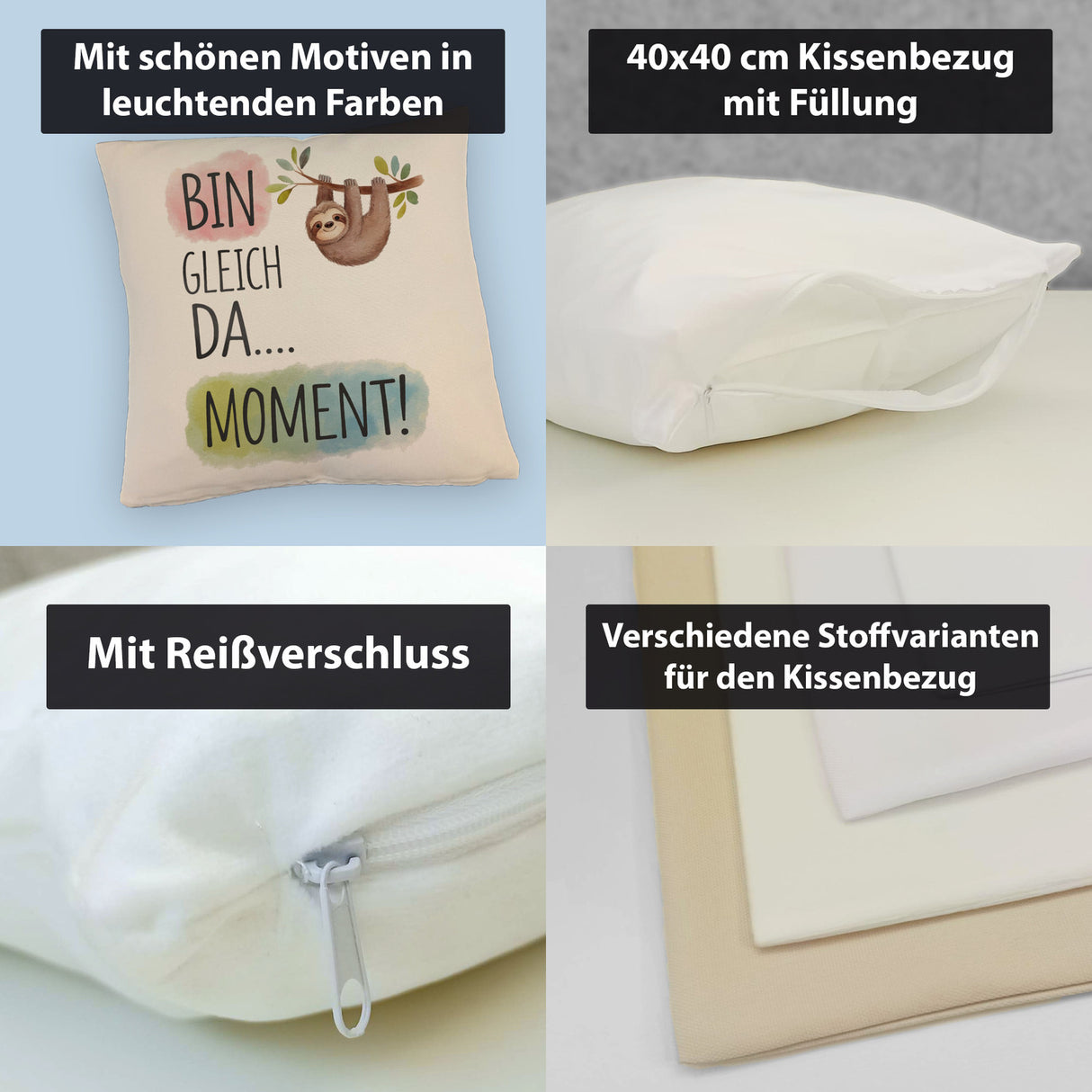 Fröhliches Faultier Bin gleich da Kissen