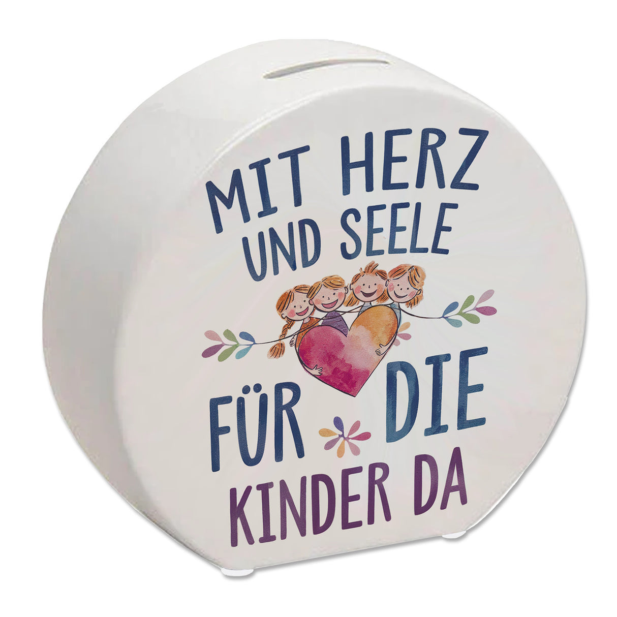 Mit Herz für Kinder da Spardose Herz Umarmt Kinder