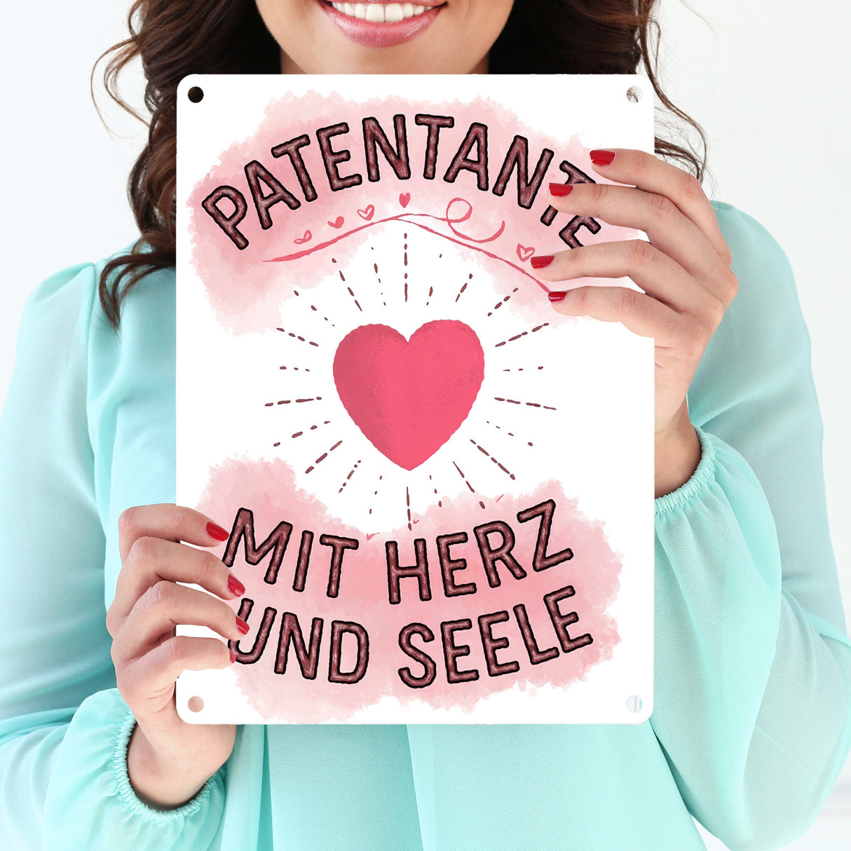 Patentante mit Herz Metallschild in 15x20 cm Herz und Seele