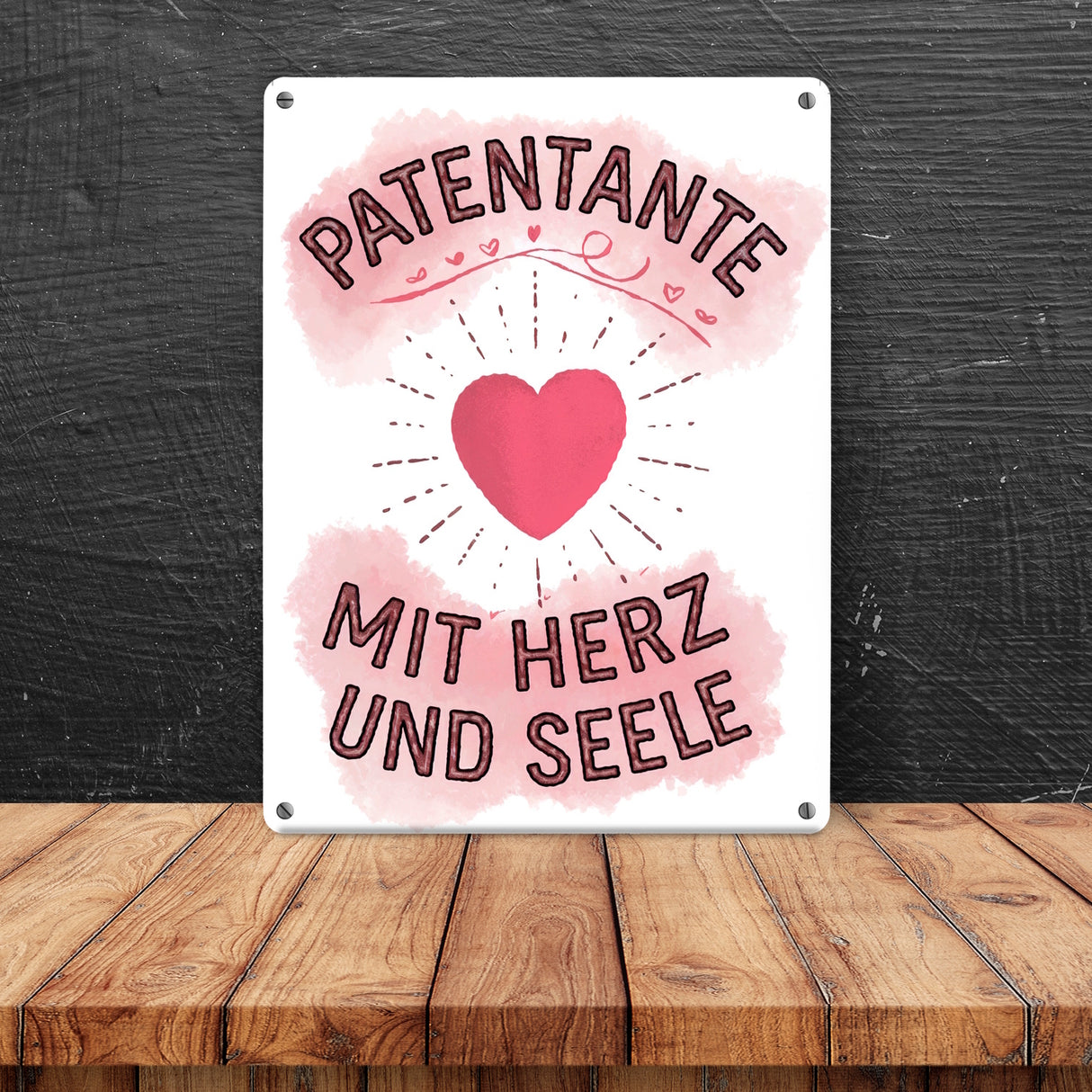 Patentante mit Herz Metallschild in 15x20 cm Herz und Seele
