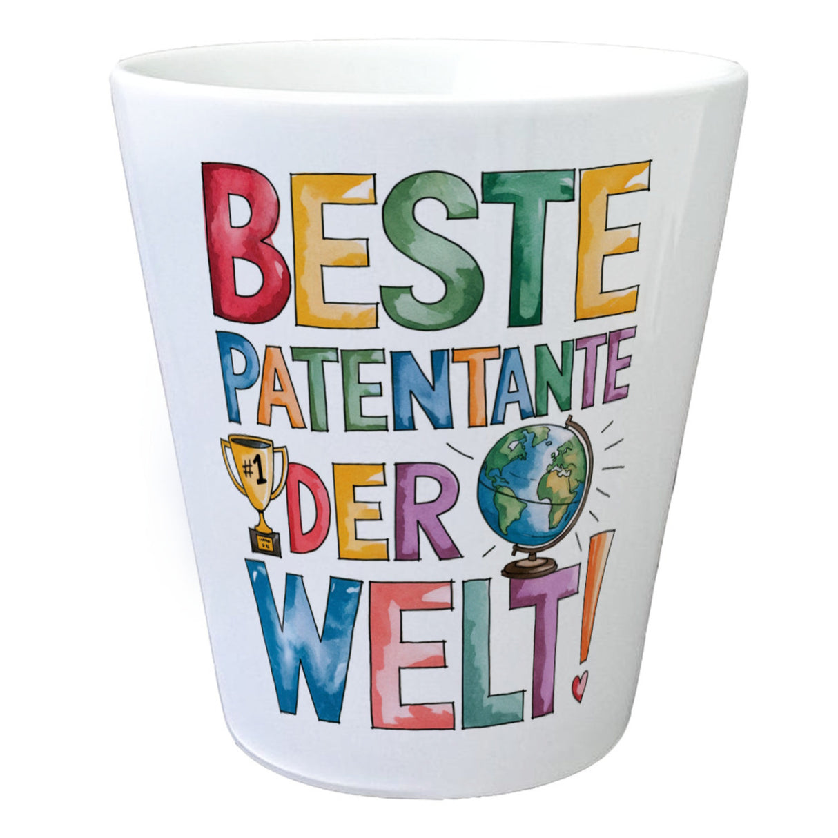 Beste Patentante der Welt Blumentopf goldener Pokal Globus