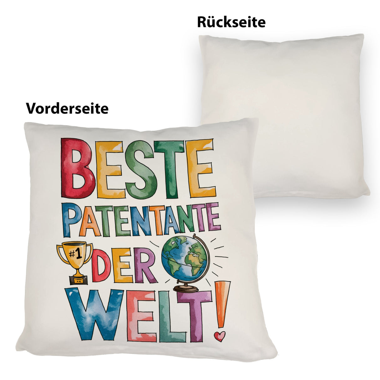 Beste Patentante der Welt Kissen goldener Pokal Globus